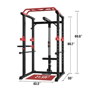 SAVEYOUR Multi-Function Power Cage with Adjustable Pull Up & Squat Rack - 1000LBS Capacity Steel Frame Structure for Strength Training Home Gym