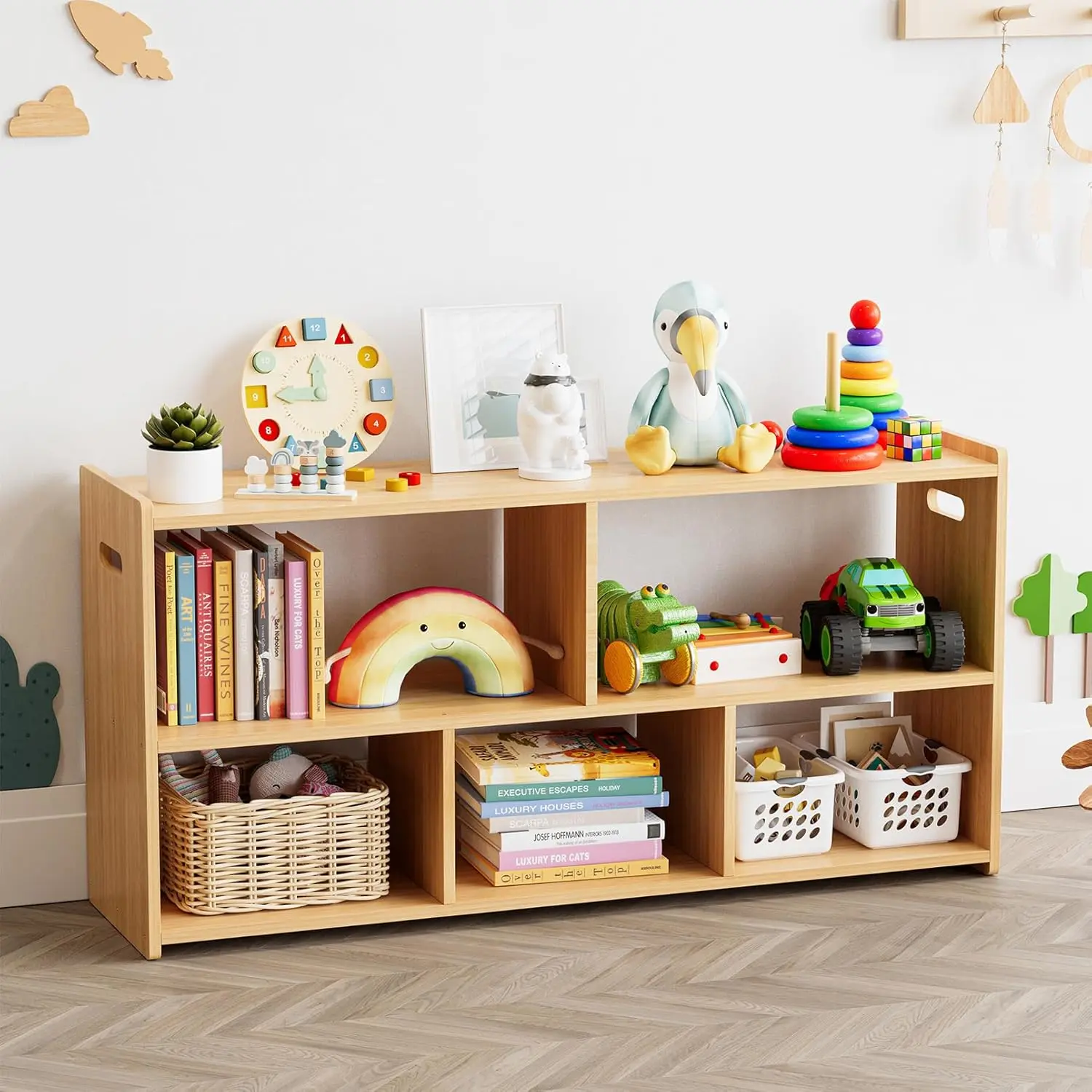 Kids Bookshelf with 5 Compartments