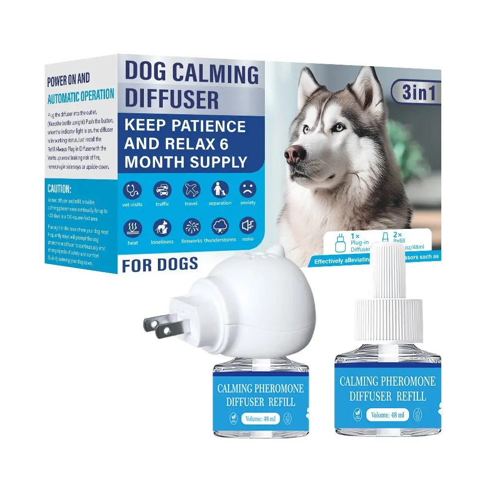 Puppy Pheromone Calming Diffuser & Cat Spray Kit, Plug-In Heater with Refill Liquid, Stops Marking, Scratching, Anxiety, Safe Behavior Training Set