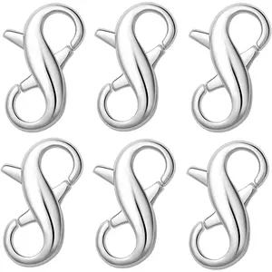 Stainless Steel Lobster Clasp,Lobster Clasp Necklace Extender, Bracelet Connector for DIY Jewelry Repair, Gold,Silver (6pcs Silver)