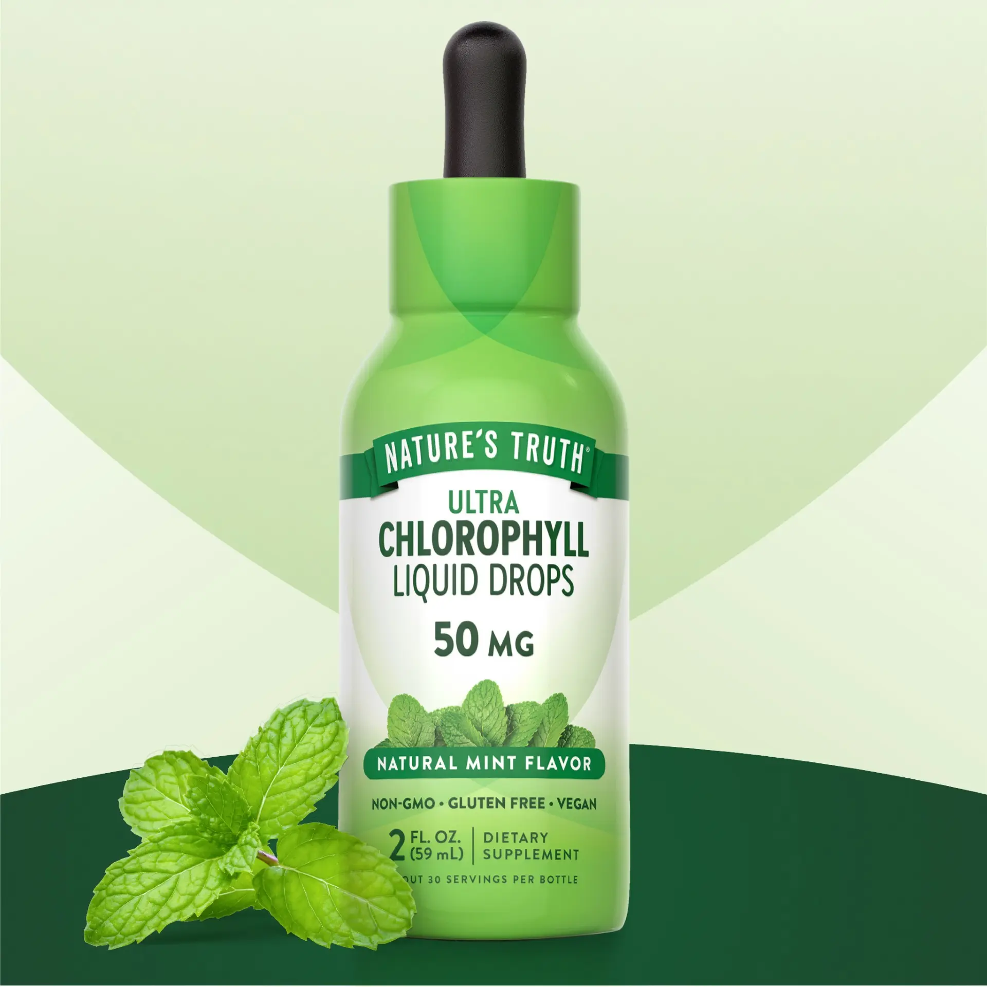 Nature's Truth Liquid Chlorophyll Drops - 50 mg Chlorophyll - 2 fl oz - Natural Mint Flavor - Vegan, Non-GMO & Gluten Free Supplement
