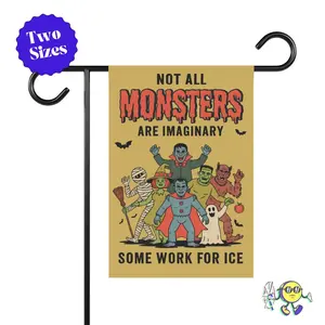 Abolish ICE Garden Flag, Liberal Halloween Decor, Vintage Monster Flag, Chinga La Migra, Fall Garden Sign, Social Justice Home Decoration