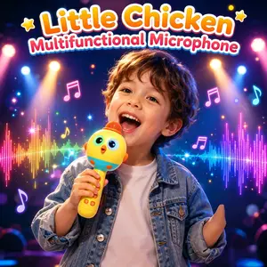 **Kids Karaoke Microphone Toy with Bluetooth & Voice Changer, Cute Chick Singing Mic with LED Lights, Portable Wireless Musical Toy for Boys Girls, Birthday Party Gift, Fun Sound Effects & Stage Mode**