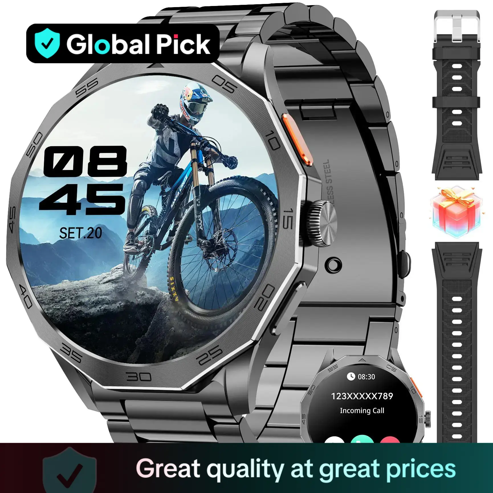 Multifunctional Smart Watch, Fashion 1.85 Inches Screen Digital Watch with Silicone Band, IP67 Waterproof Sports Smart Watches for Women & Men, Sport