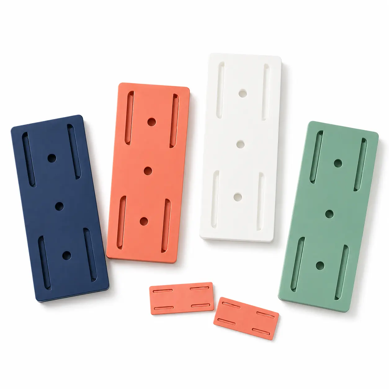 4-Pack Adhesive Power Strip Holder – Multi-Surface Cord Organizer, No-Drill Wall Mount Cable Management Clips for Home & Office (White/Blue/Green/Pink)