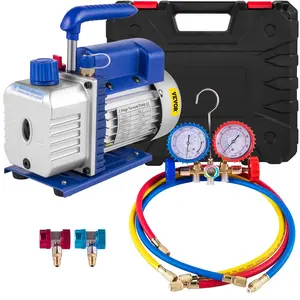 【Summervibes】VEVOR 3CFM 1/4HP Single Stage Air Vacuum Pump HVAC R134a R12 R22 R410a A/C Refrigeration Kit AC Manifold Gauge R134 Can Tap Included Carrying Tote