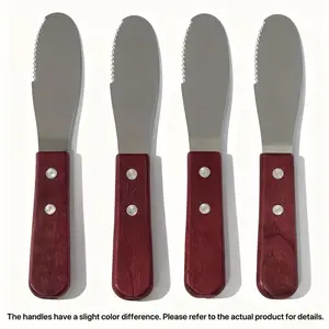 Luxury Butter Spreaders Set of 2/4/8pcs - Wide Straight Edge for Easy Application on Sandwiches, Cheese, And Condiments - Essential Kitchen Tool with Wooden Handle