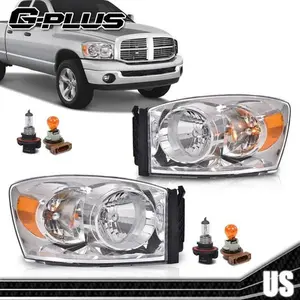 Fit For 2006-2008 Dodge Ram 1500/2006-2009 Ram 2500 3500 Amber Chrome Headlights