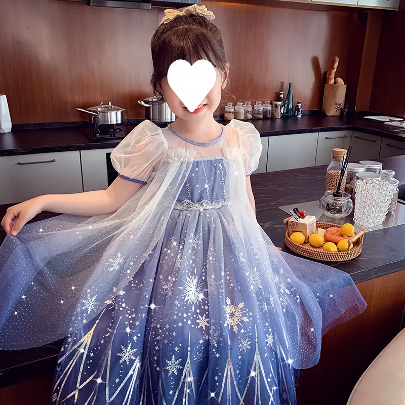 2025 Trendy Girls' Frozen Elsa Princess Dress | | Puffy Tulle Summer Outfit with Sparkle Details