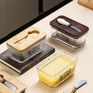Premium stainless steel Butter Box with Bamboo Lid & Knife – Double-Layer Silicone Seal for Maximum Freshness, Ideal for Rustic Kitchen Storage and Stylish Tabletop Decor! Utensils Kitchenware Wooden