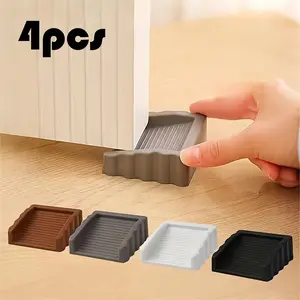 Creative 4-Piece Set of Anti-Draft Door Stops, Featuring Plastic Matt-Finish Wedges. Safe Door Stoppers and Impact-Resistant Door Stops, Available in 4 Colour Options