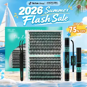 AMZGIRL LASH  DIY Cluster Lash Extension Kit 30D+40D 40+50D Eyelashes 320 Clusters Waterproof Bond and Seal DIY Lash Extensions Lash Clusters Waterproof Lash Clusters Kit  Makeup Cosmetic for Summer Outfits & Vacation Looks