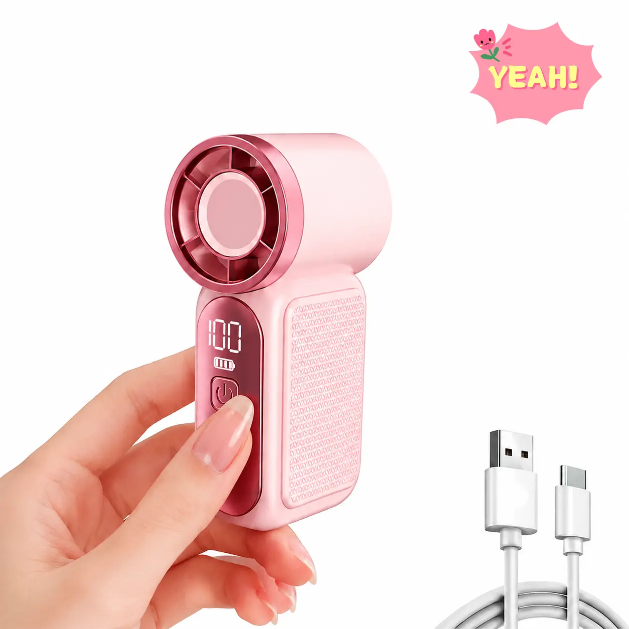 Mini Handheld Fan, Small Purse Fan for Women, Pocket Fan, High-Speed Turbo, 5-Gear Adjustable, USB Rechargeable, Lithium Battery Fan, Portable Fan for Travel, Cordless Handheld Fan