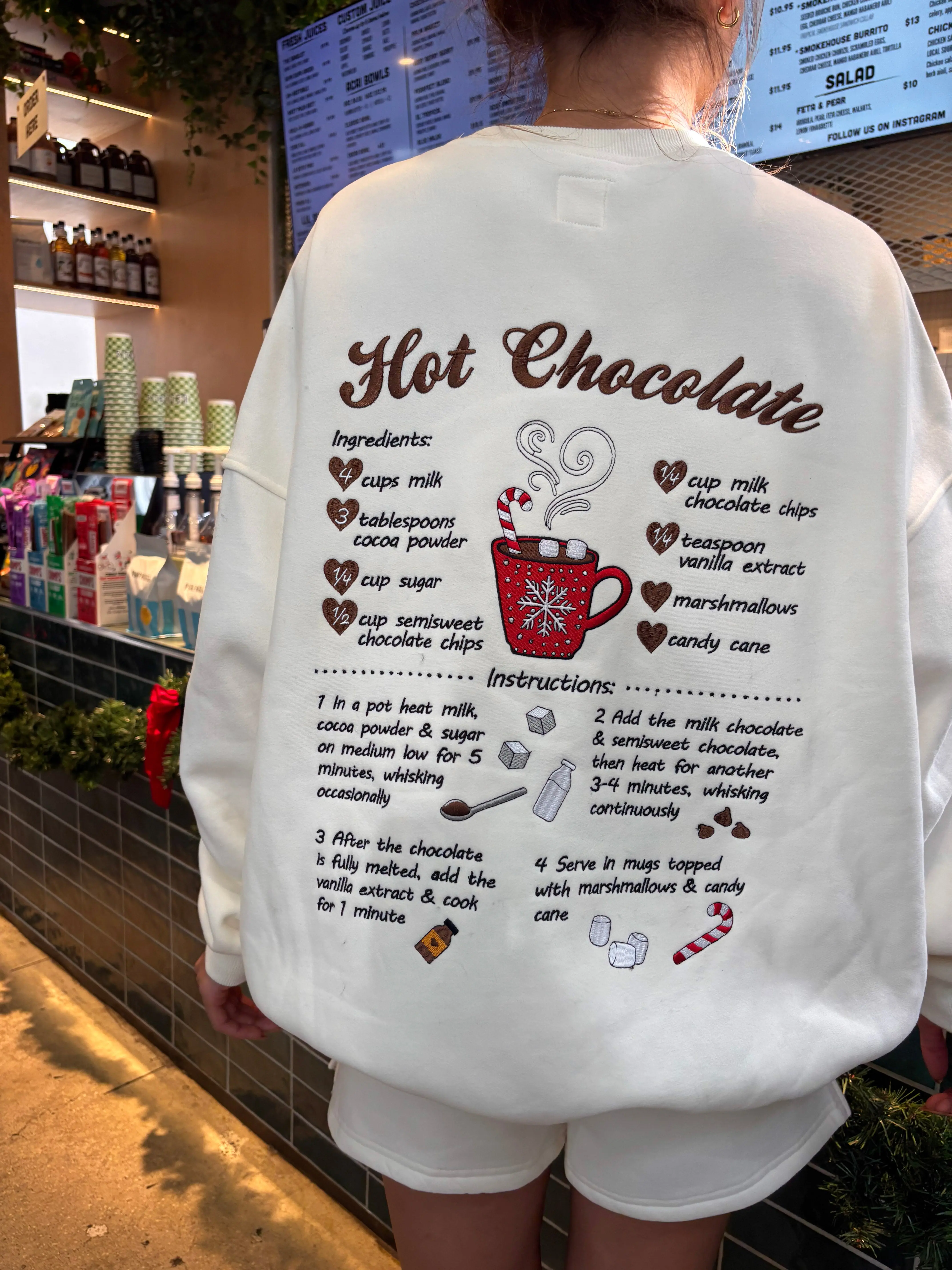 Ivory Hot Chocolate Recipe Christmas Embroider Sweatshirt