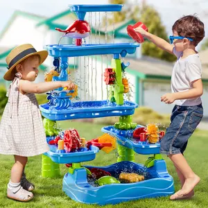 Summer Water Table, for Toddlers 3-5 4-7 Years Old, Fun Water Playset Outdoor Water Toys for Backyard, Beach, Garden,summervibes,Toddler Sand Water Table Toy,Kids Sand Water Table for Beach,Water Activity Tables Summer Gift Toys for Outside Backyard