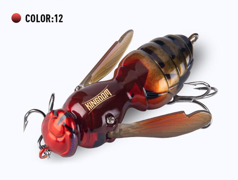 Realistic Topwater Wasp Crawling Fishing Lures Insect Design Noisy Splash Action Floating for Bass and Trout Fishing Anglers, Wasp Lure