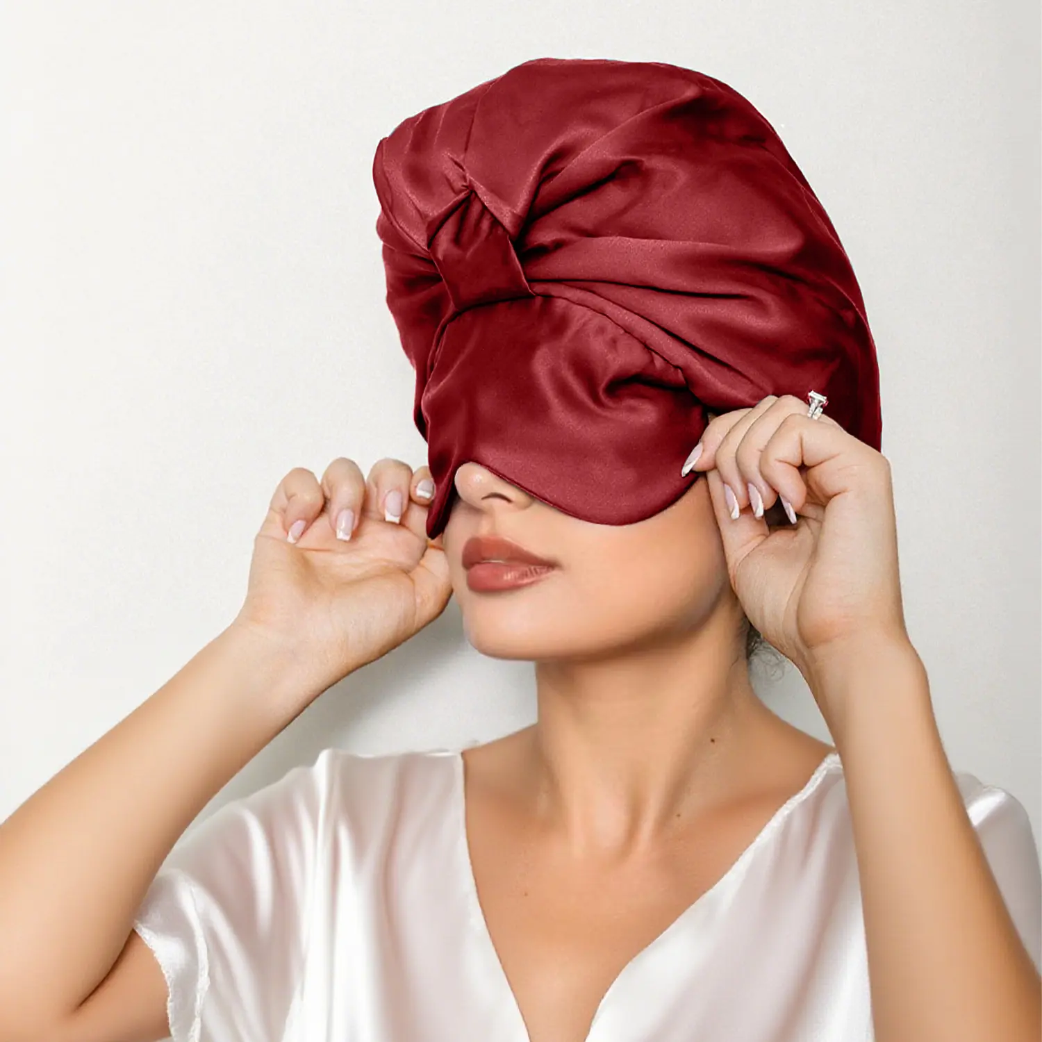 Falote Luxury Satin Bonnet for Women, 2-in-1 Adjustable Double-Layer Sleep Cap with Built-in Eye Mask, Silky Hair Bonnet for Curly, Natural, Braided & Long Hair, Night & Daily Hair Care Hair Care Cap