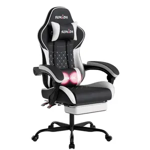 Gaming Chair Massage Lumbar support Swivel Height Adjustable Headrest Backrest