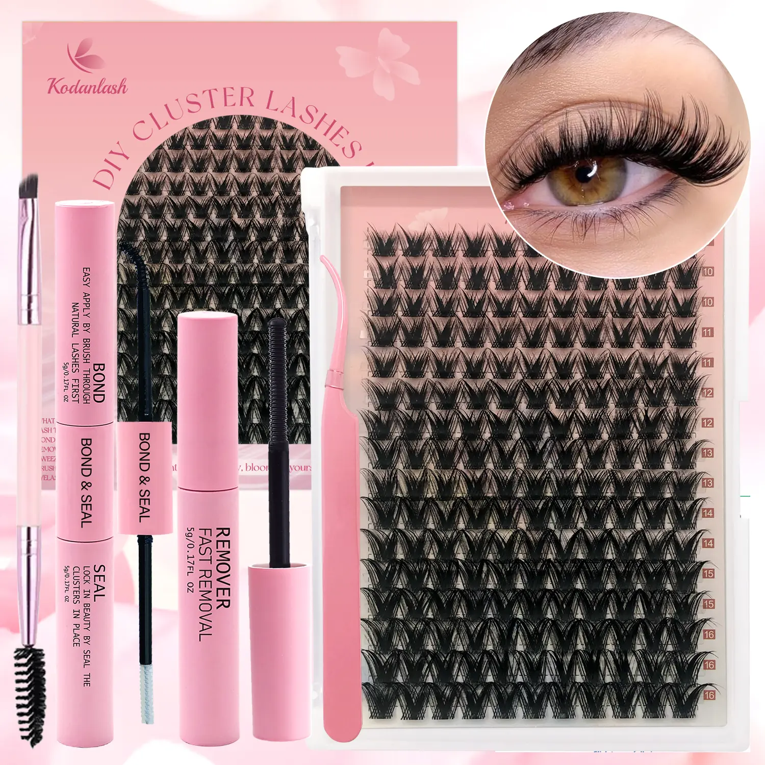 Natural Manga Lash Clusters Kit Short Wispy Eyelash Clusters 9-16MM, 176Pcs CC-Curly Daily Anime Eyelashes Clusters with Bond and Seal and Tweezers, DIY at Home - Cluster Lashes Extensions Kit
