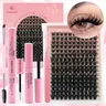 Cosmetic Daily Wispy Lash Clusters Manga Anime Kit, 9-16MM CC-Curly 176Pcs Eyelash Extensions with Bond, Seal, Tweezers - DIY At-Home Lash Set
