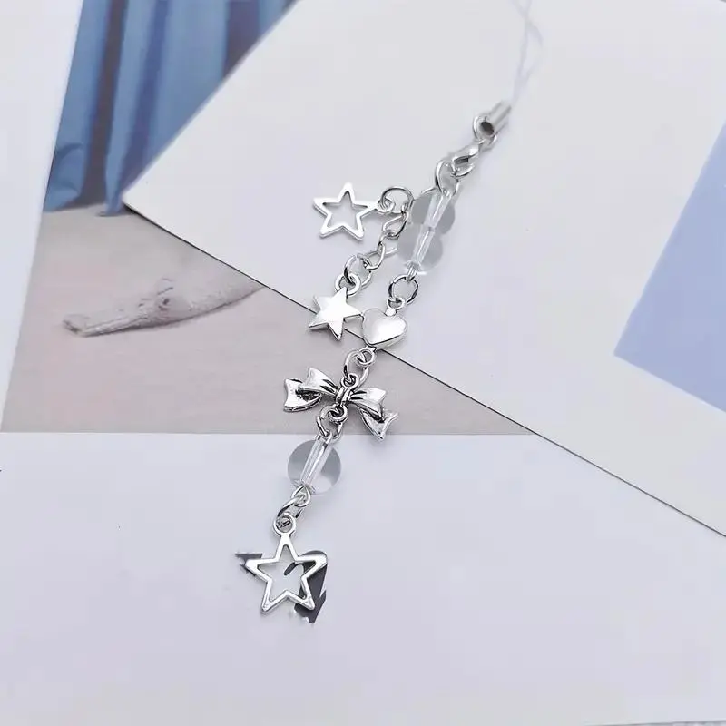 Star & Heart Shaped Phone Chain, Simple & Multifunctional Pendant Phone Pendant, Decorative Phone Hanging Ornament for Girls, Cell Phone Charm, Phone Decoration, Phone Accessory