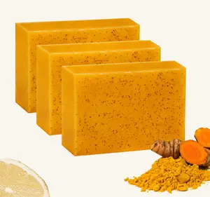 Turmeric Kojic Acid Soap Set, 3-Piece Daily Brightening Bar for Face & Body - Nourishing Dark Spot Corrector with Shea Butter