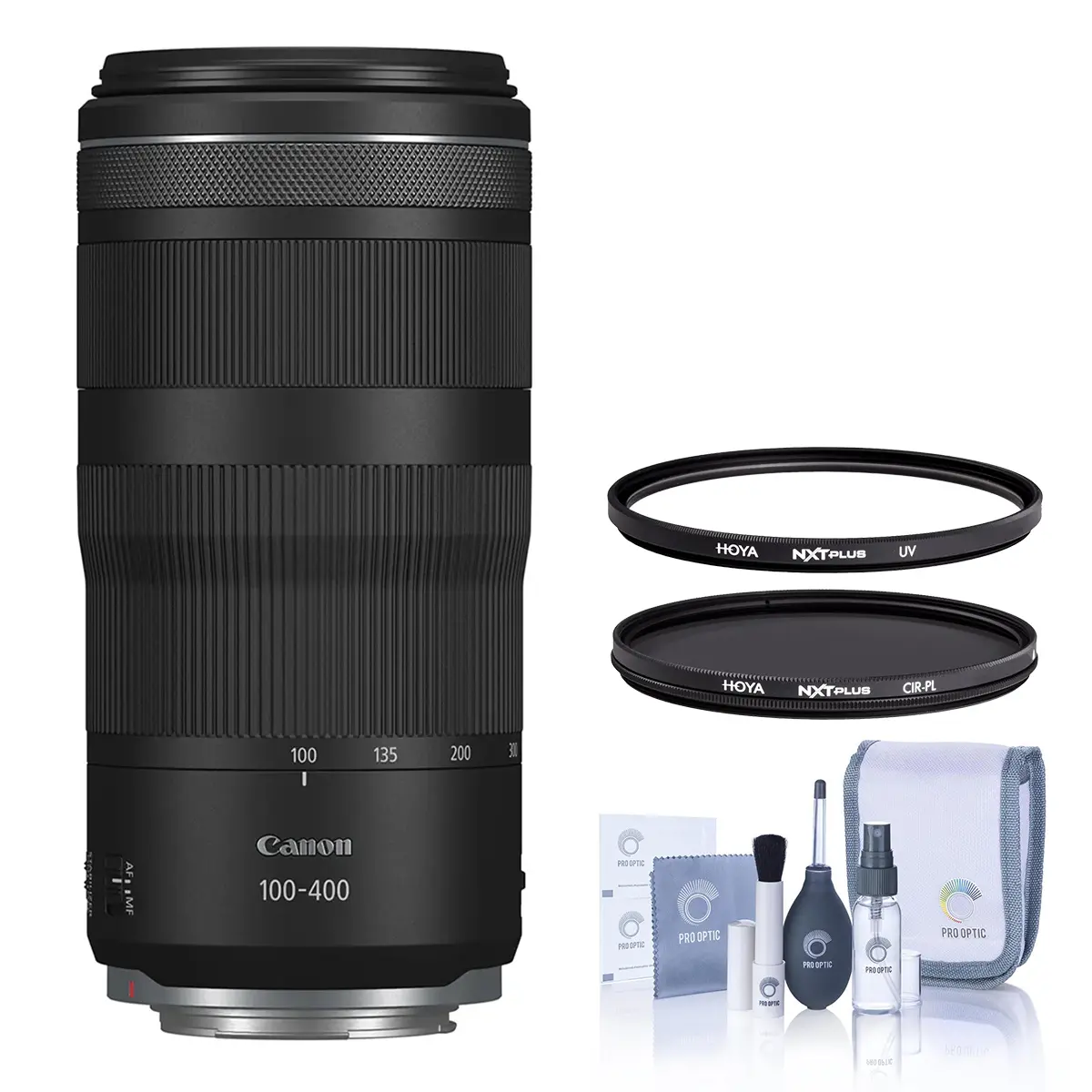 Canon RF 100-400mm f/5.6-8 IS USM Lens, Bundle with Hoya NXT Plus 67mm CPL Filter, 67mm UV Lens Filter and Cleaning Kit