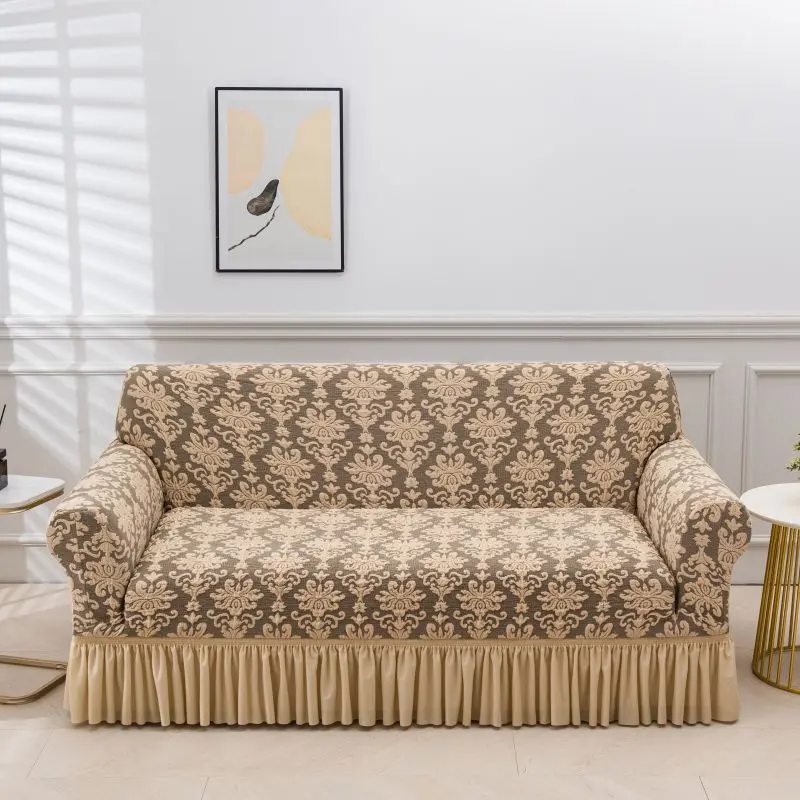Elastic Embossed Sofa Cover, Couch Covers, Plain Color, All-Inclusive Skirt Design, Dustproof, Washable Sofa Cover, Suitable for Living Room, Outdoor, Single/double/triple/four-Seat, Stretch Sofa Slipcover, Elastic Sofa Slipcover