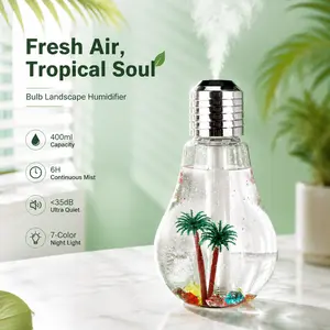 400ml Aroma Diffuser Humidifier - 7-Color Auto-Changing Mood Light, Decorative PET Insert, 6H Quiet Mist, Aromatherapy Essential Oil Diffuser for Home Office, 3s Hold Light Auto-Cycle Control, 1-Press Mist Control