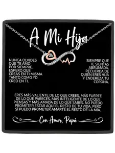 To My Daughter Forever Love Infinity Heartbeat Necklace with Card and Gift Box Birthday/Graduation/Christmas Gift Meaningful Keepsake Jewelry From Dad