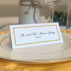Single Line Border Printable Place Cards Gold (Choose Color) Set of 60 (10 Sheets) Compatible with Laser & Inkjet Printers for Wedding Party Dinner Special Events Made in the USA