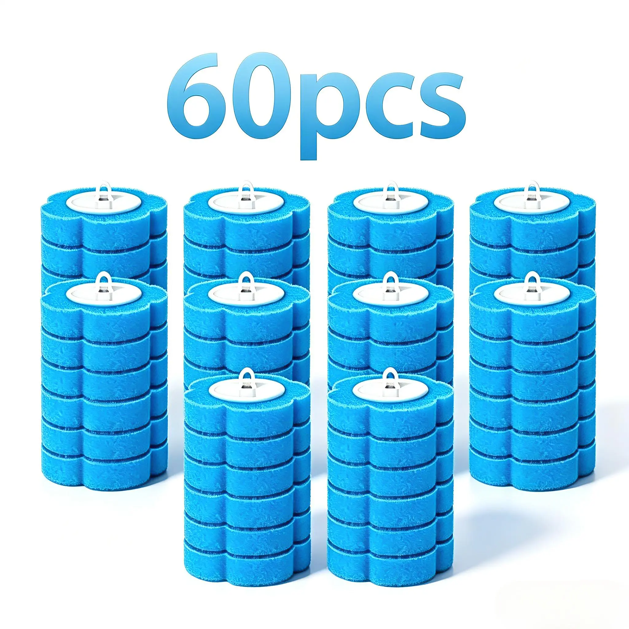 60-Pack Disposable Toilet Scrubber Refill Heads, 360-Degree Deep Clean, Stain Removal, Household Indoor Bathroom Hygiene Essential (Home & Bathroom Supplies)