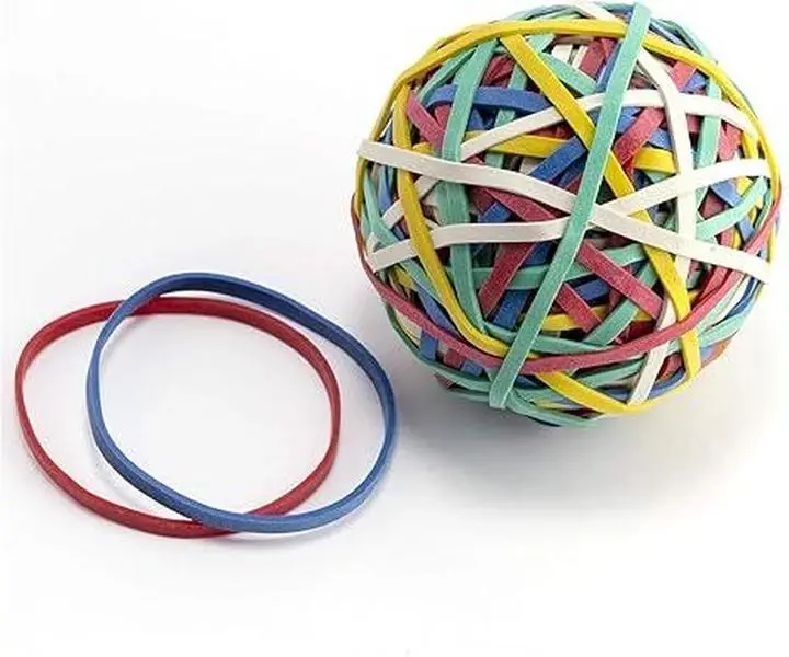 Officemate® Elastic Bands Ball - 4.3oz Bundling Aid, Vibrant Color Mix, Office & Home Organization Tool (Office Stationery Supplies Gift Item), Natural Rubber, Rubber Band Ball