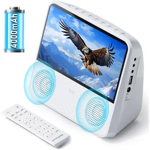 9.8" Portable DVD Player with 7" Screen, 4000mAh Rechargeable , Portable DVDs Players Built in Dual Speaker,  DVD Player with Remote Control//USB/AUX/Memory Playback