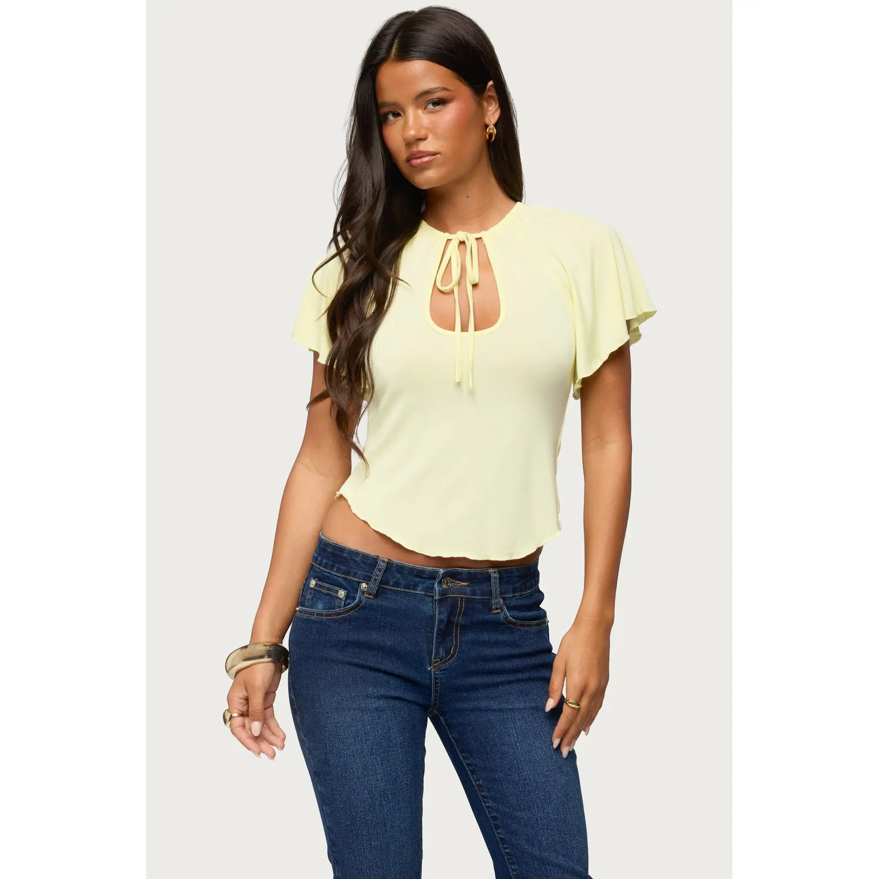 Roye Keyhole Flutter Raglan Top