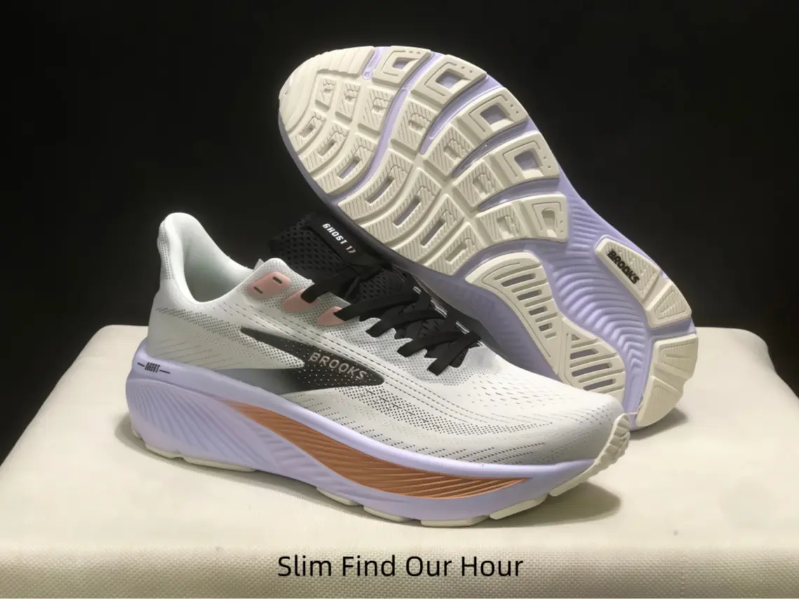 Light Gray Lavender Running Sneakers, Copper Side Accent, Breathable Jacquard Mesh Upper, Streamlined Contour Cushion Midsole Ladies Daily Road Athletic Footwear