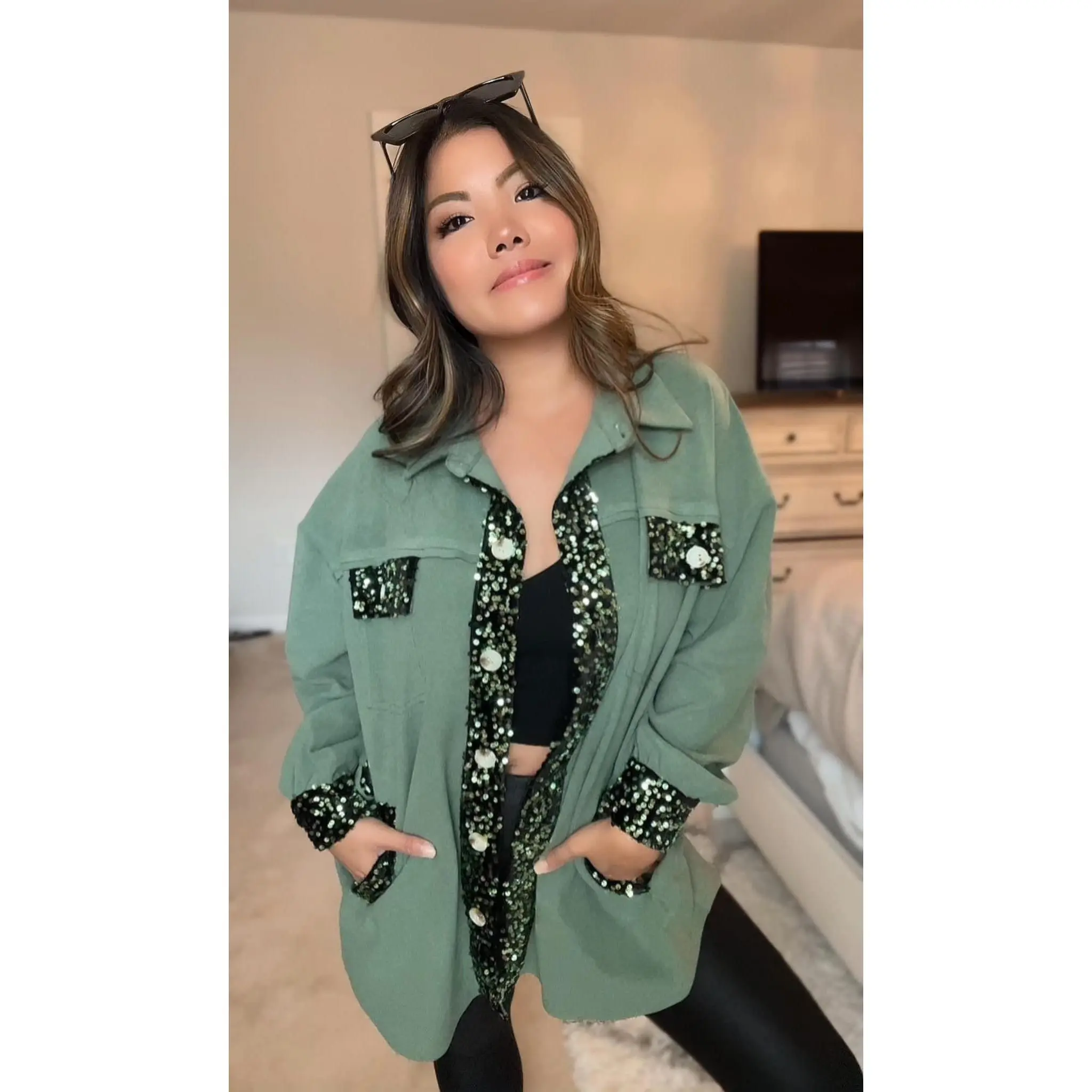 Bella Suede Sequin Shacket