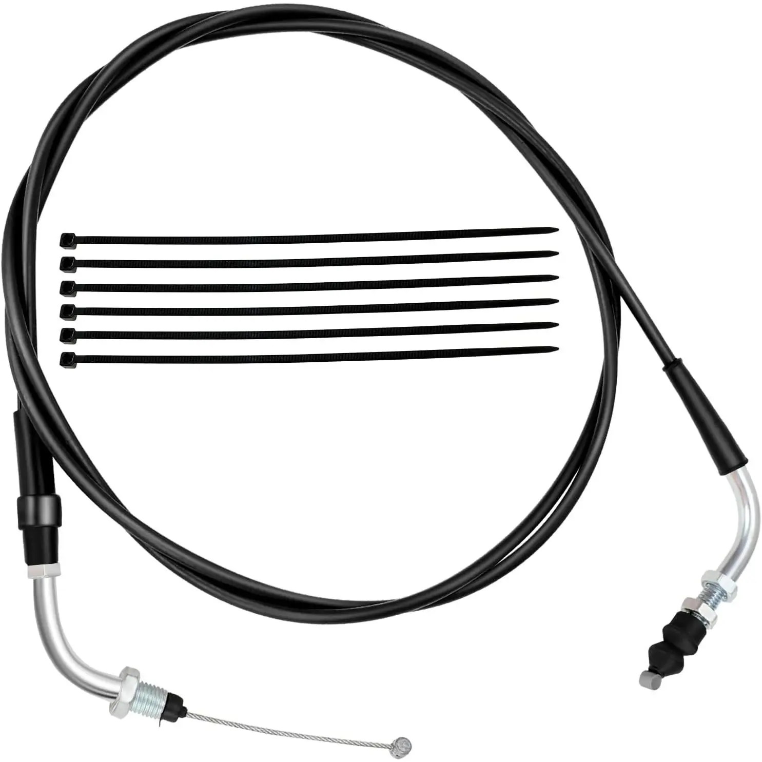 1 x Throttle Cable (78-in) for GY6 Series 50cc-150cc, 139QMB, 157QMJ Engines - Easy Install, Compatible with Tao Tao VIP, Future Champion, Ice Bear, Jonway, Roketa, Wildfire, Vespa, Dazon 150 Buggy, Moped, ATV, Go Kart Motorcycle Parts - Includes 6 x Tie,