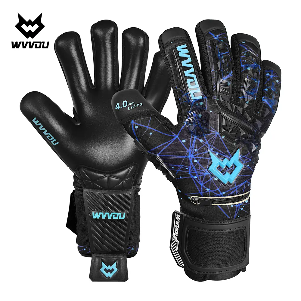 WVVOU Guardian 2.0 Adult Goalkeeper Gloves, 3D Tailor Fit, 4+3mm Sticky Latex Palm, 5 Detachable Finger Saves, Drop Molded Backhand, Football, Detachable Saves, Nylon/Rubber, Football Gloves