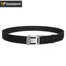 IDOGEAR Men's 1.5'' Heavy Duty Quick Release Ratchet Belt Strap Black & Silver Reinforce Buckle No-hole Adjustable for Work EDC CCW Belt 3447