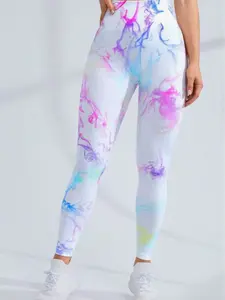 Women's Tie Dye High Waist Yoga Pants, Breathable Sporty Fitted Leggings, Seamless Stretch Workout TightsTie Dye High Waisted Workout Leggings