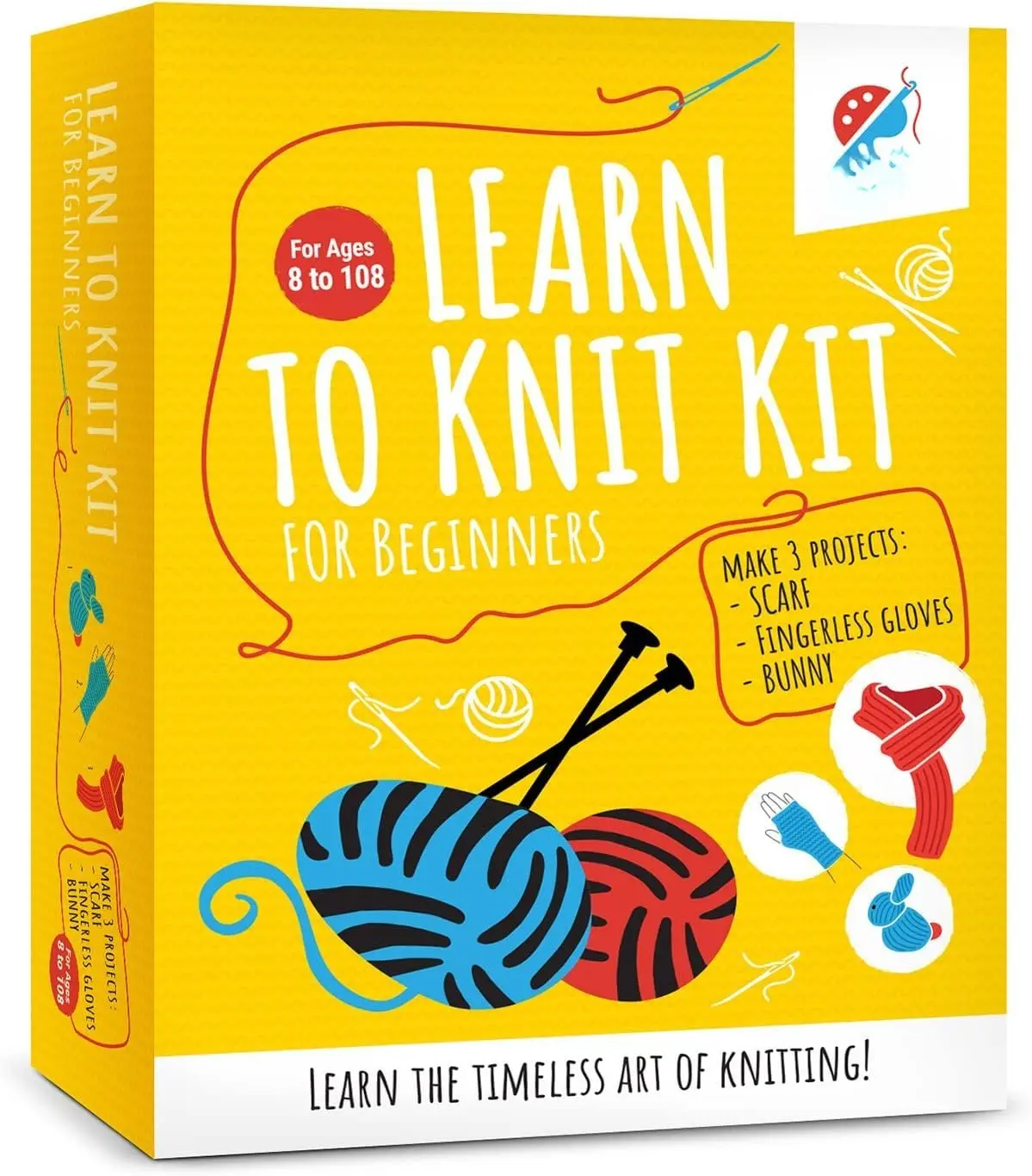 Knitting Kit for Beginners,  Adults Seniors Includes  Knitting Supplies:  Yarn, Knitting , Yarn  and Instructions  Fantastic DIY  Learn to Knit Arts & Crafts Kit