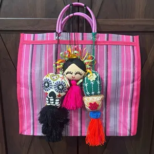 Mexican Felt Girl Tassel Purse Charm 8 inch