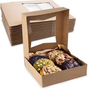 MT Products Bakery Boxes - 8" x 8" x 2.50" Cookie Boxes with Window - Made in the USA (Cookies Not Included)