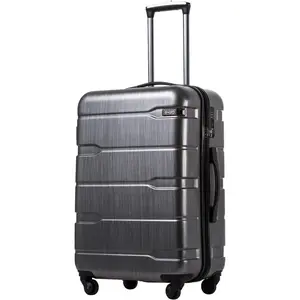 Coolife Luggage Expandable(only 28") Suitcase PC+ABS Spinner Built-In TSA lock 20in 24in 28in Carry on (Charcoal., L(28in).)