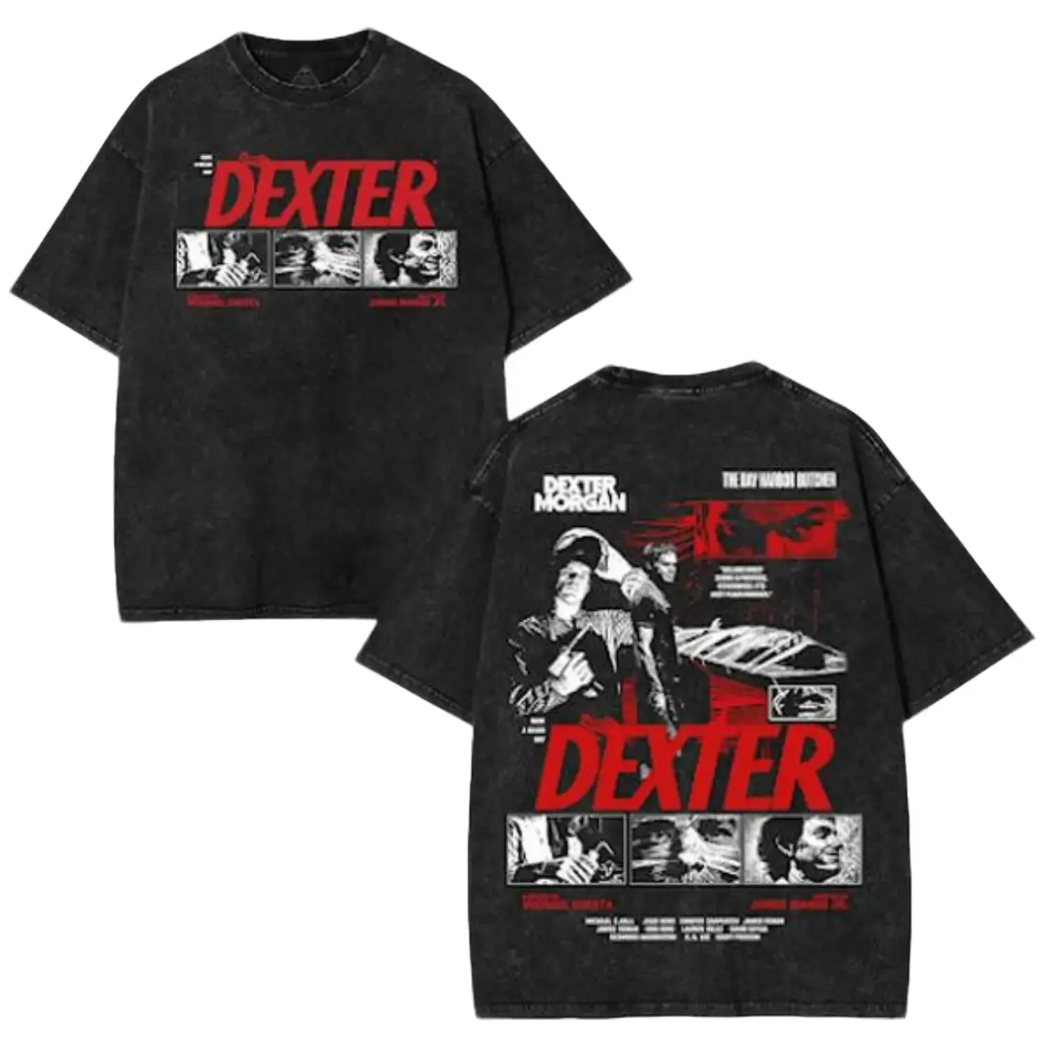Dexter Morgan Washed T-shirt, Cotton Streetwear graphic vintage tees, Bay Harbor Butcher TV Show Tee, Vintage Crime Thriller Shirt Classic unisex acid Apparel Clothes
