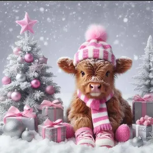 5D DIY Full Drill Round Diamond Painting - Diamond Art Kit Christmas Calf Mosaic, Canvas - DIY Decorative Painting, Home Wall Decor, Suitable for Halloween and Christmas, Birthday and Anniversary Gifts