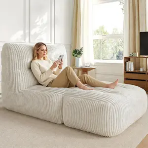 Raybee Bean Bag Sofa,Giant Bean Bag Chairs for Adults 31.49" H with Foldable Ottoman,Big Lounge Chair with Memory Foam Filled for Living Room, Bedroom or Balcony,Lazy Floor Sofa