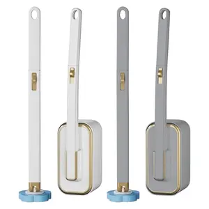 Bathroom Toilet Bowl Cleaner Wand with 36 Refill Heads and Holder Wall-Mount Scrubbing Toilet Brush with Long Handle for Floor Drain Bathtub Mirror Sink Glass