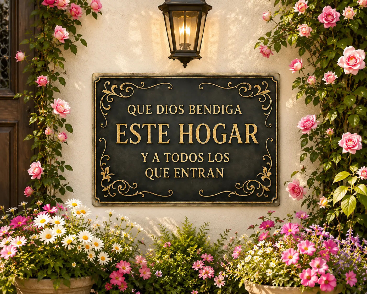 Spanish Home Decor Wall Sign 8x12inchs, Que Dios Bendiga Este Hogar Metal Wall Art, Family Blessing Plaque for Living Room, Entryway, Housewarming Gift religious